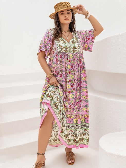 plus-size-floral-tie-neck-flutter-sleeve-maxi-dress-2 OhSoStyled - Sophia's Style-5