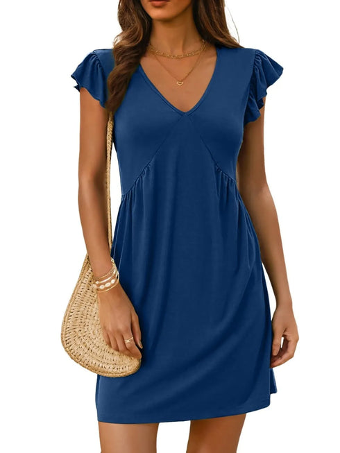 v-neck-ruffled-cap-sleeve-mini-dress OhSoStyled at Sophia's Style-4