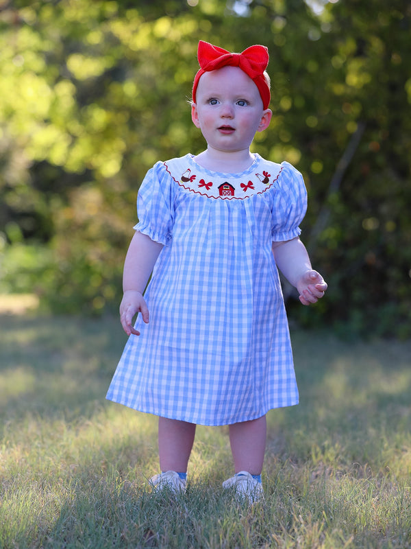 farm-blue-smocking-embroidered-girls-dress Rylee-Faith-Designs-Sophia's StyleDress-1