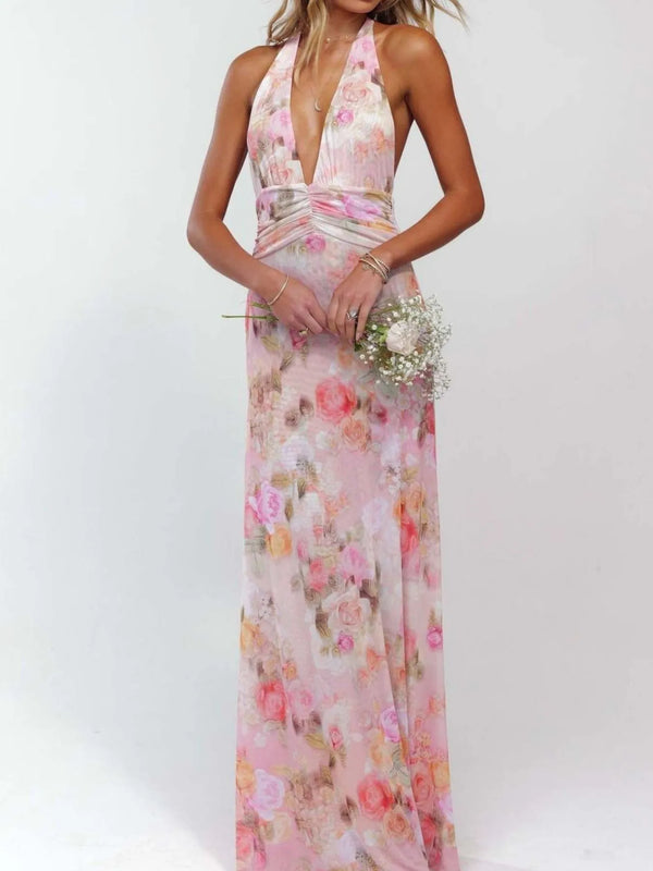 floral-halter-neck-deep-v-maxi-dress-OhSoStyled-Sophia's-Style-1