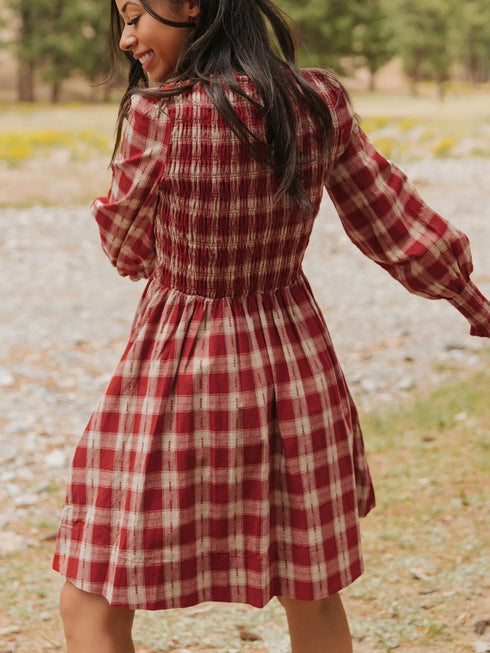 plaid-smocked-long-sleeve-mini-dress-OhSoStyled-Sophia's-Style-2