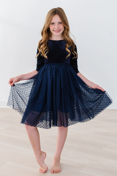 light-navy-velvet-tutu-dress Mila &  Rose - Sophia's Style-Light Navy Velvet Tutu Dress-6-12M--1