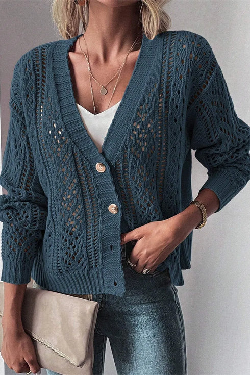 openwork-button-up-long-sleeve-cardigan-Sophia's Style-1