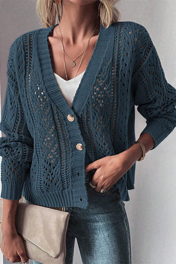 openwork-button-up-long-sleeve-cardigan-Sophia's Style-1