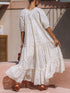 tie-neck-half-sleeve-tiered-dress Sophia's Trends - Sophia's Style-Ivory-M