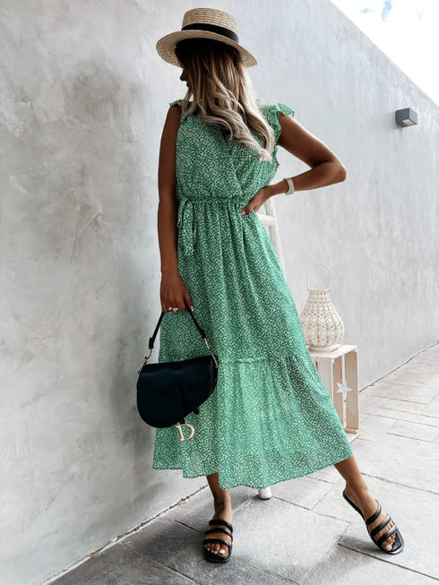 ruffled-surplice-printed-cap-sleeve-dress OhSoStyled at Sophia's Style-5