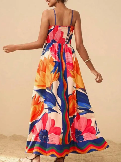 smocked-printed-spaghetti-strap-maxi-summer-dress-OhSoStyled-Sophia's-Style-3