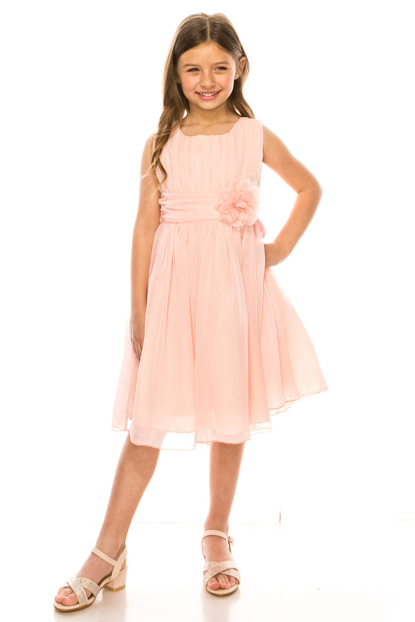 Girls Flower Waist Chiffon Flower Girl Dress 2-14 - SophiasStyle.com