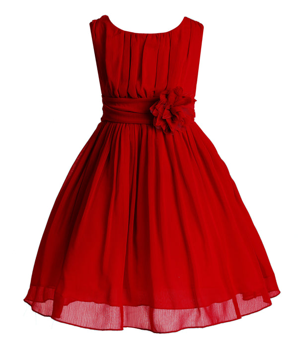 Vestido de niña de flores de gasa con cintura de flores de Just Kids Girls 2-14