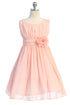 Girls Flower Waist Chiffon Flower Girl Dress 2-14