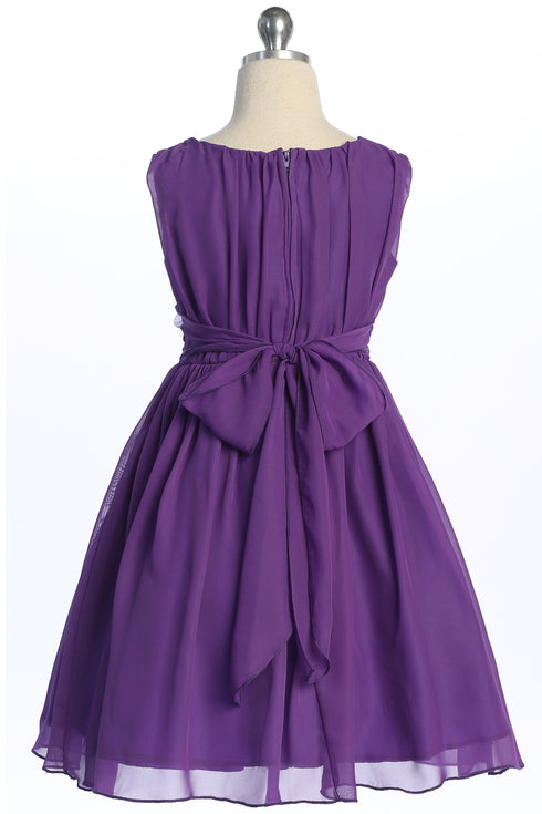 Vestido de niña de flores de gasa con cintura de flores de Just Kids Girls 2-14