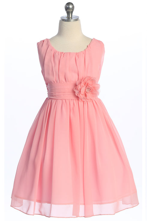 Vestido de niña de flores de gasa con cintura de flores de Just Kids Girls 2-14