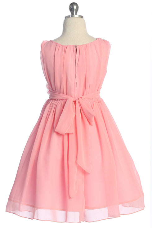 Vestido de niña de flores de gasa con cintura de flores de Just Kids Girls 2-14