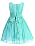 Girls Flower Waist Chiffon Flower Girl Dress 2-14 - SophiasStyle.com