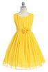Girls Flower Waist Chiffon Flower Girl Dress 2-14