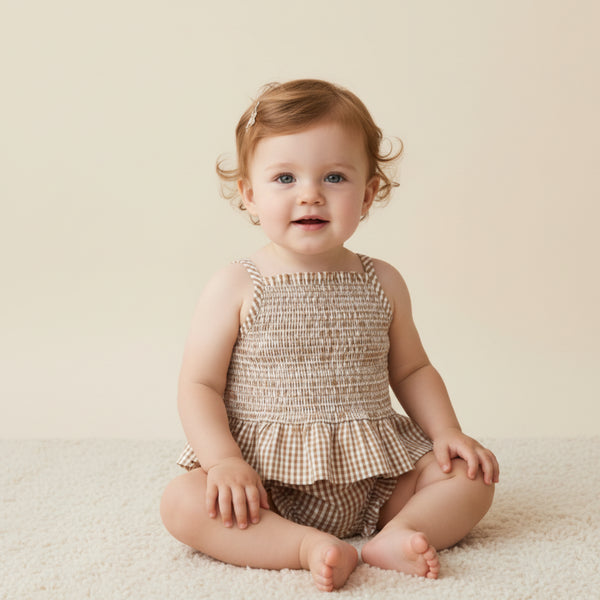 organic-smocked-top-and-bloomer-set-caramel-check-makemake-organics-sophias-styleSmocked Top & Bloomer Set-1
