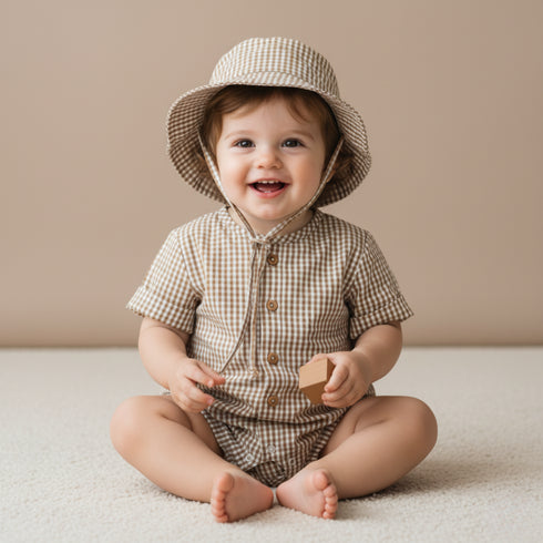 organic-bucket-sun-hat-caramel-check-makemake-organics-sophias-styleBucket Sun Hat-1