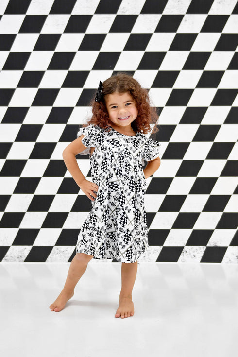racing-flag-milk-silk-flutter-dress Great Lakes kids - Sophia's StyleFlutter Dress-1