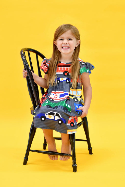 vehicles-milk-silk-flutter-dress Great Lakes kids - Sophia's StyleFlutter Dress-1