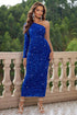 one-shoulder-long-sleeve-dress Sophia's Trends - Sophia's Style-Royal Blue-XS
