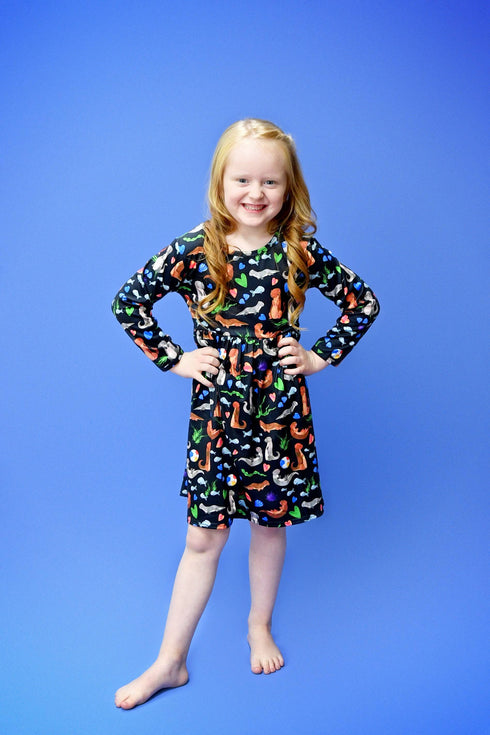 otter-have-fun-long-sleeve-milk-silk-dress Great Lakes kids - Sophia's StyleLong Sleeve Dress-1