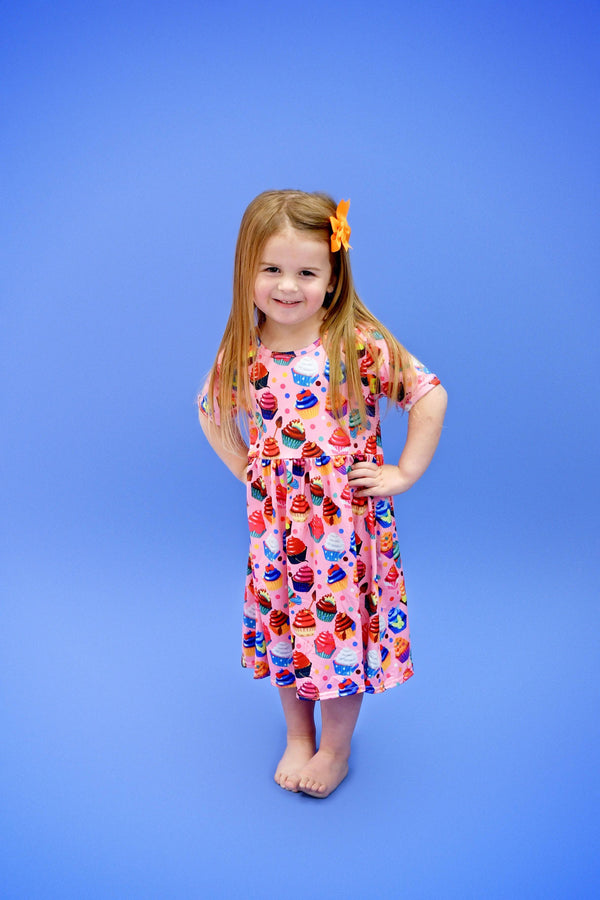 enchanted-cupcake-short-sleeve-milk-silk-dress Great Lakes kids - Sophia's StyleShort Sleeve Dress-1