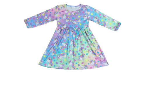 sparkle-like-a-unicorn-long-sleeve-milk-silk-dress Great Lakes kids - Sophia's Style-2