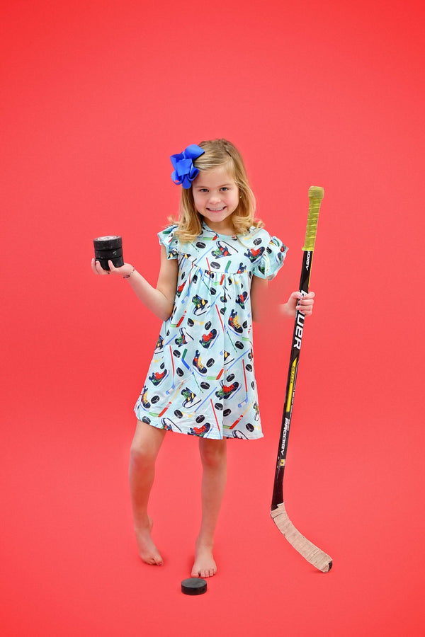 hockey-milk-silk-flutter-dress Great Lakes kids - Sophia's StyleFlutter Dress-1