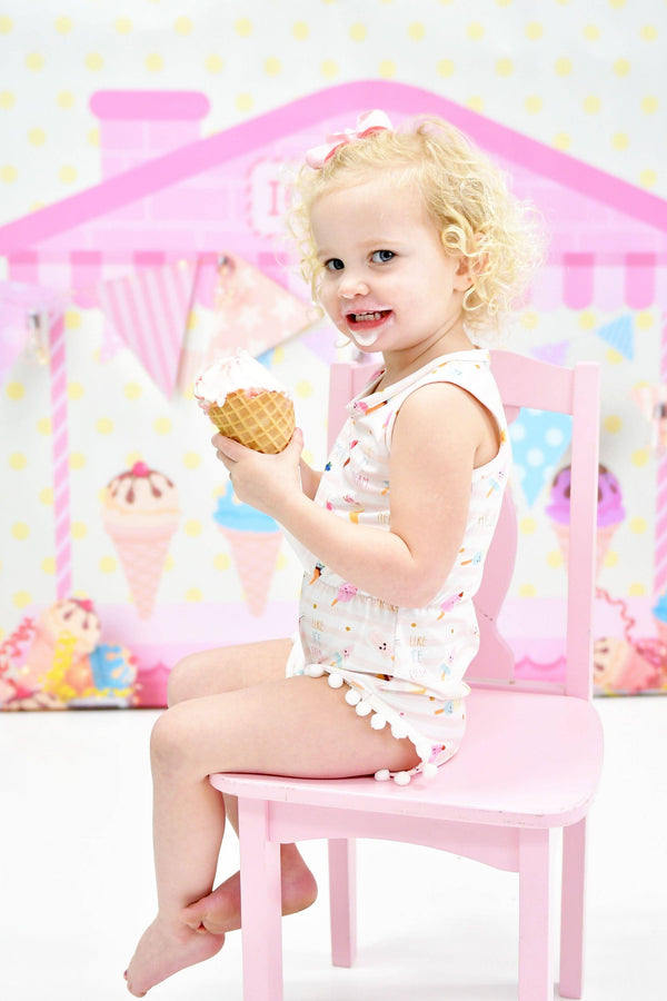 summer-ice-cream-milk-silk-pom-pom-romper Great Lakes kids - Sophia's StyleRomper-1
