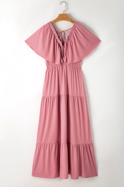 ruffled-v-neck-flutter-sleeve-maxi-dress OhSoStyled - Sophia's Style-11