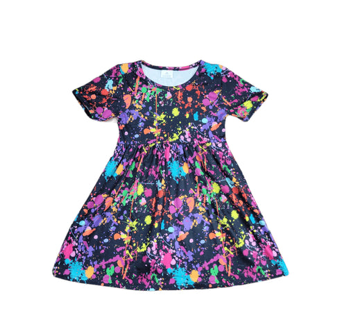 paint-splatter-short-sleeve-milk-silk-dress Great Lakes kids - Sophia's Style-2
