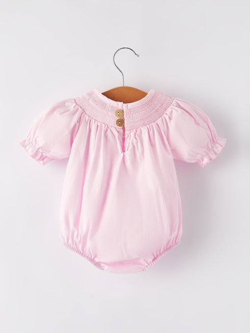 white-bow-smock-embroidered-pink-romper-rylee-faith-designs-Sophia's Style-2