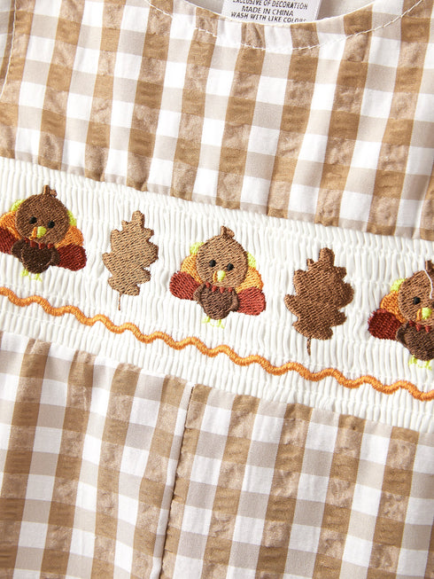 boys-thanksgiving-smocking-embroidered-brown-plaid-romper Rylee Faith Designs - Sophia's Style-3
