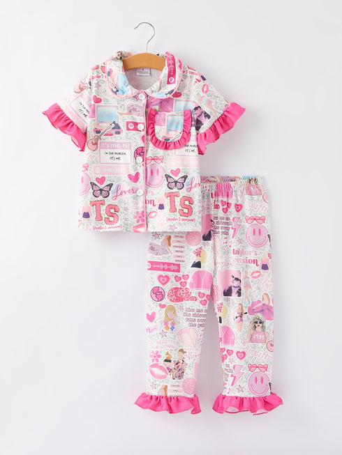ts-character-print-girls-pink-pajamas Rylee Faith Designs - Sophia's Style-4