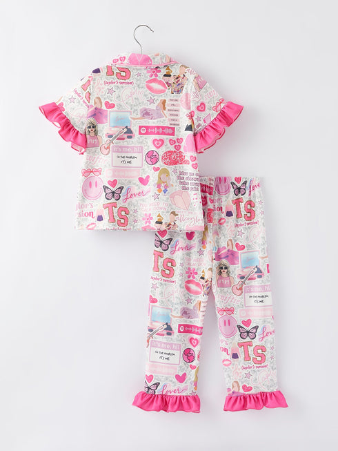 ts-character-print-girls-pink-pajamas Rylee Faith Designs - Sophia's Style-5