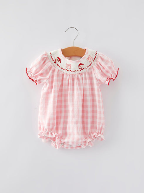 christmas-santa-embroidered-plaid-girls-romper - Sophia's StyleRomper-1