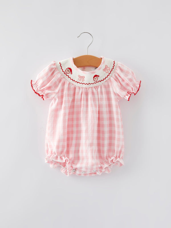 christmas-santa-embroidered-plaid-girls-romper - Sophia's StyleRomper-1