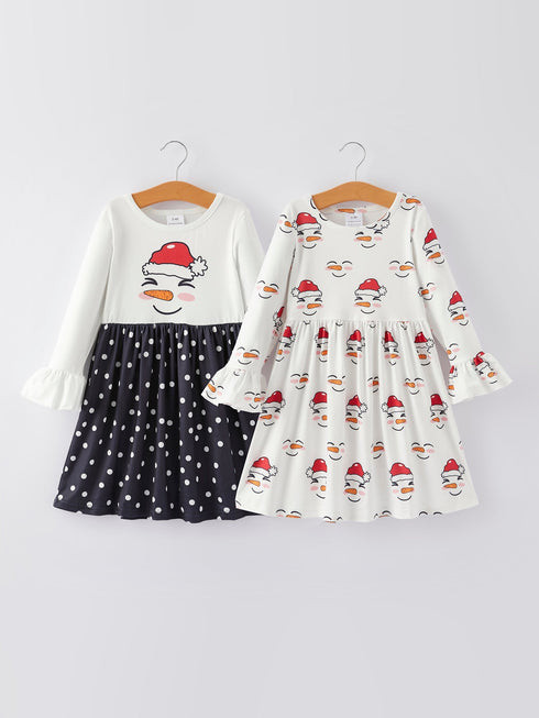 girls-christmas-snowmen-dress-2-piece-set Rylee Faith Designs - Sophia's StyleDress-1