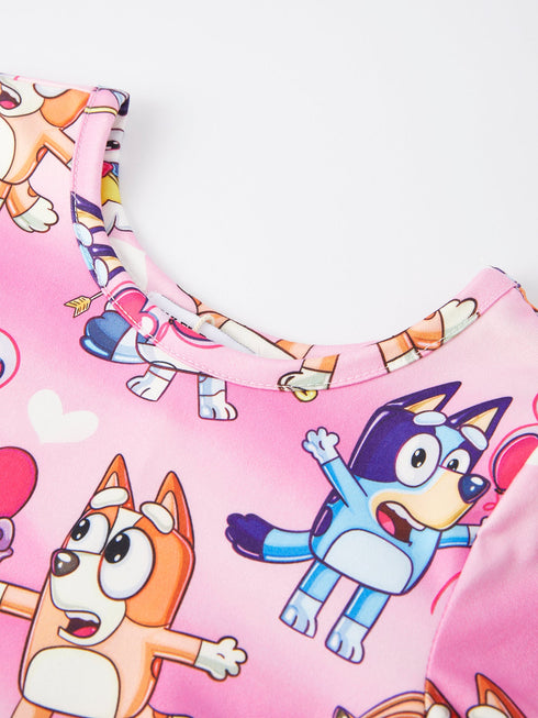 character-print-pink-girls-long-sleeve-dress-rylee-faith-designs-Sophia's Style-3