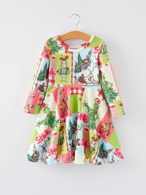 autumn-winter-character-christmas-tree-print-girls-dress Rylee-Faith-Designs-Sophia's StyleDress-1