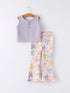 purple-girls-top-bow-floral-print-bell-bottom-pants-set Rylee Faith Designs - Sophia's StyleOutfit-1