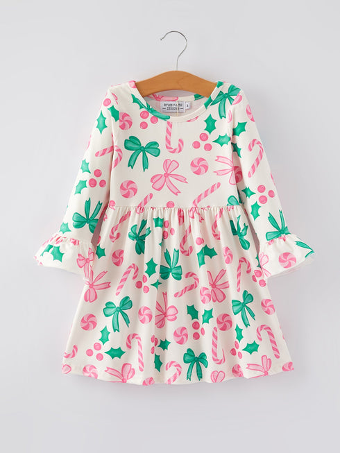 christmas-candy-bow-print-girls-dress Sophia's StyleDress-1