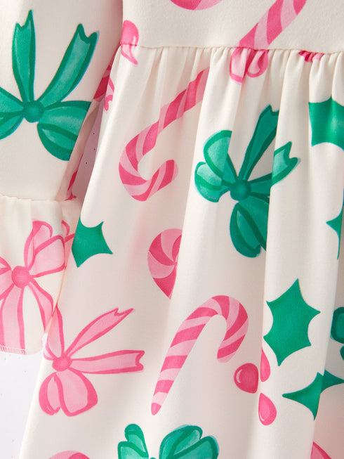 christmas-candy-bow-print-girls-dress Sophia's Style-4