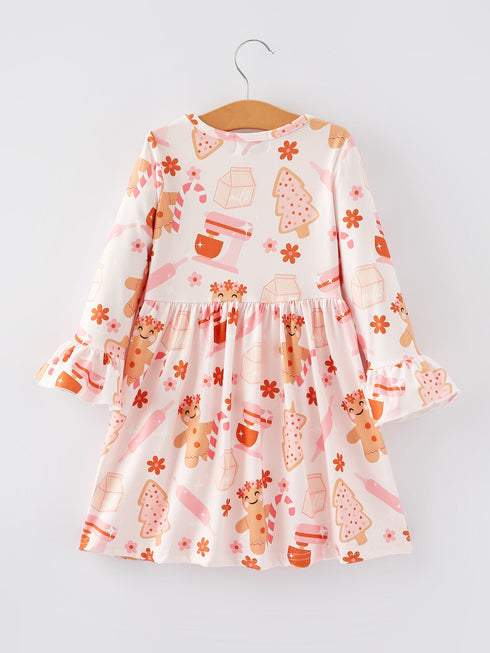 christmas-gingerbread-print-girls-dress-2 Sophia's Style-2