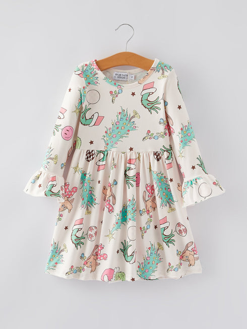 christmas-cartoon-characters-print-girls-dress Sophia's StyleDress-1