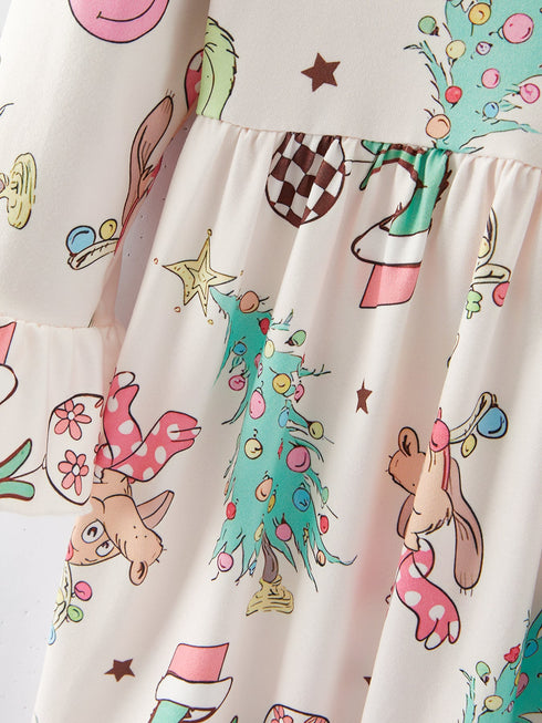 christmas-cartoon-characters-print-girls-dress Sophia's Style-4