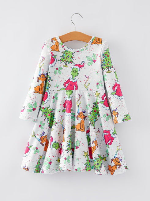 christmas-character-christmas-tree-print-girls-dress Sophia's Style-2