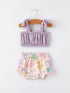 summer-purple-bow-pleated-suspender-vest-and-floral-bloomers-set Rylee Faith Designs - Sophia's StyleOutfit-1