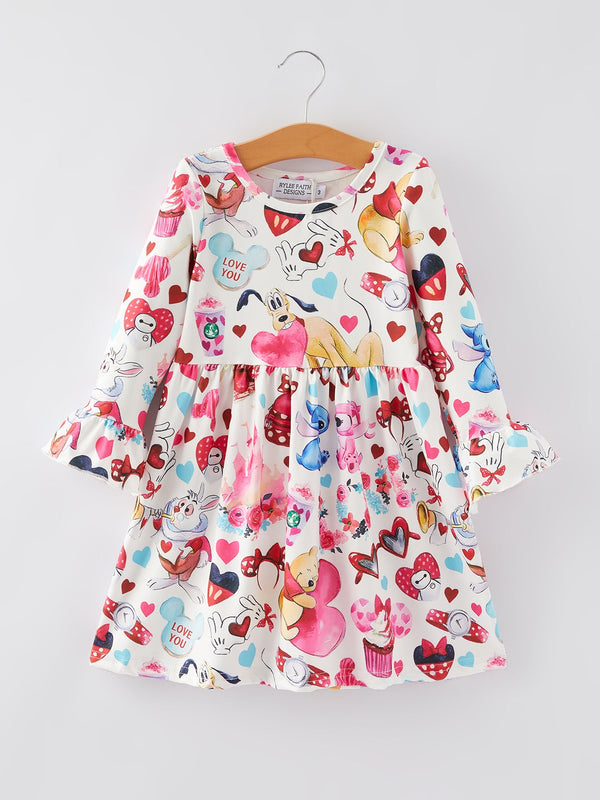 valentines-day-girls-dress-cartoon-character-print-rylee-faith-designs-Sophia's StyleDress-1