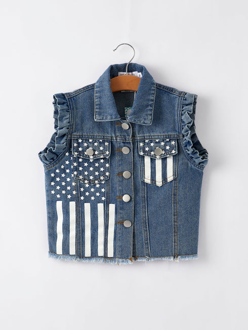 4th-of-july-stars-stripes-vest-girls-denim-vest Rylee Faith Designs - Sophia's StyleTop-1